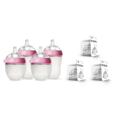 comotomo&reg; 7-Piece Baby Bottle Gift Set in Pink
