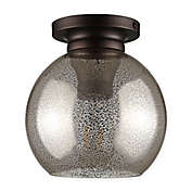 Jonathan Y Atlas Flush-Mount Ceiling Fixture in Silver/Mercury with Glass Shade