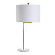 Jonathan Y Alyssa Table Lamp in Brass/White with Fabric Shade