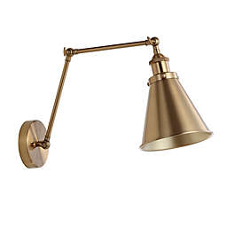 Jonathan Y Rover Adjustable Wall Sconce in Brass with Metal Shade