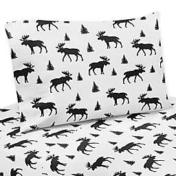 Sweet Jojo Designs® Rustic Patch Moose Queen Sheet Set in Black/White