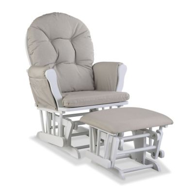 Storkcraft&trade; Hoop Glider and Ottoman Set in White/Taupe Swirl