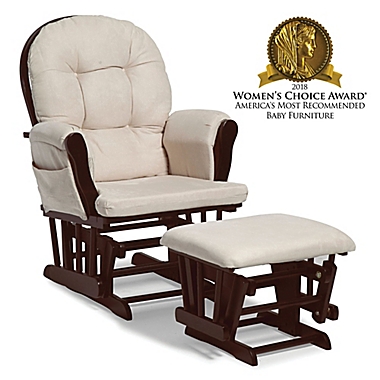 Storkcraft&trade; Hoop Glider and Ottoman Set in Espresso/Beige. View a larger version of this product image.