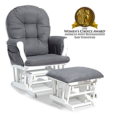 Storkcraft&trade; Hoop Glider and Ottoman in White/Grey. View a larger version of this product image.