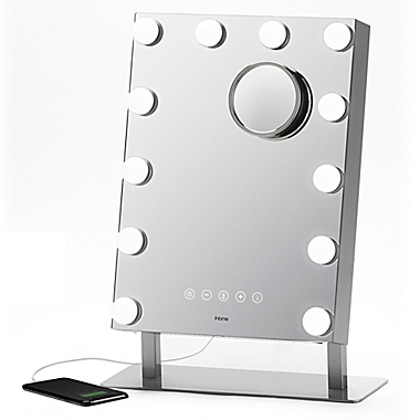 iHome&reg; 10x/1x Beauty Vanity Mirror and Stereo Speaker with Bluetooth&reg; Speakerphone. View a larger version of this product image.