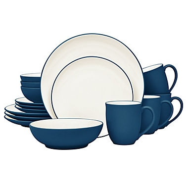 Noritake&reg; Colorwave Coupe 16-Piece Dinnerware Set in Blue. View a larger version of this product image.