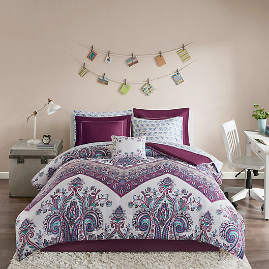 Alternate image 1 for Intelligent Design Tulay Reversible Full Comforter Set in Purple