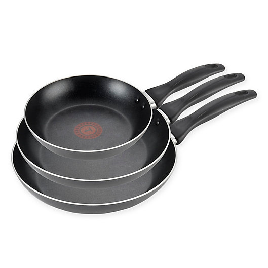 Alternate image 1 for T-fal® Pure Cook Nonstick Aluminum 3-Piece Fry Pan Set in Black