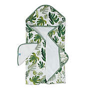 Little Unicorn Cotton Muslin and Terry Hooded Towel and Washcloth Set in Tropical Leaf