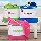 Alternate image 1 for Colorful Name Embroidered Beach Tote in Pink