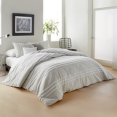 DKNY Chenille Stripe King Comforter Set in Silver. View a larger version of this product image.