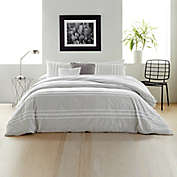 DKNY Chenille Stripe Queen Comforter Set in Silver