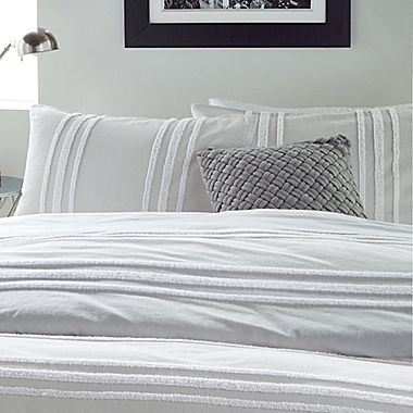 DKNY Chenille Stripe King Comforter Set in Silver. View a larger version of this product image.