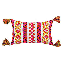 Embroidered Louise Oblong Outdoor Throw Pillow