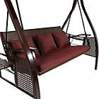 Alternate image 4 for Sunnydaze Decor 3-Person Patio Swing with Canopy and Maroon Cushions