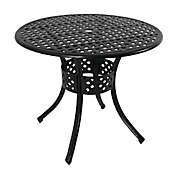 Sunnydaze Decor 33-Inch Round Outdoor Dining Table in Black