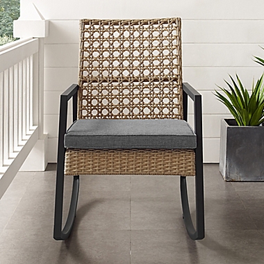 Forest Gate Patio Wicker Rocking Chair in Grey/Brown. View a larger version of this product image.