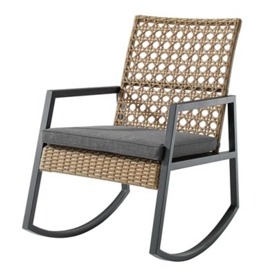 Forest Gate Patio Wicker Rocking Chair in Grey/Brown