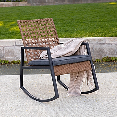Forest Gate Patio Wicker Rocking Chair in Grey/Brown. View a larger version of this product image.