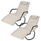 Alternate image 1 for Sunnydaze Decor Folding Rocking Chaise Loungers in Beige (Set of 2)