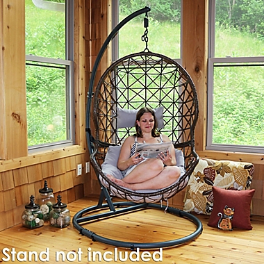 Sunnydaze Decor Danielle Hanging Egg Chair in Grey. View a larger version of this product image.