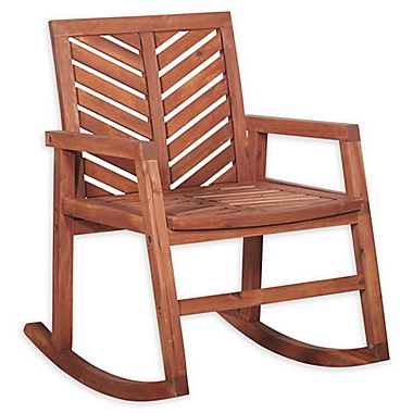 Forest Gate Olive Acacia Wood Outdoor Rocking Chair in Brown. View a larger version of this product image.