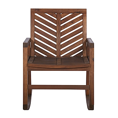 Forest Gate Olive Acacia Wood Outdoor Rocking Chair in Dark Brown. View a larger version of this product image.