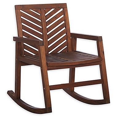 Forest Gate Olive Acacia Wood Outdoor Rocking Chair in Dark Brown. View a larger version of this product image.