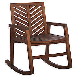 Forest Gate Olive Acacia Wood Outdoor Rocking Chair in Dark Brown