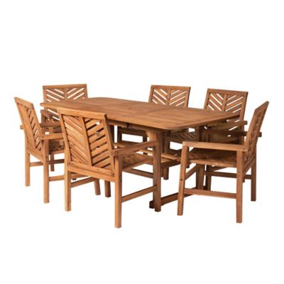 Forest Gate Olive 7-Piece Outdoor Acacia Extendable Table Dining Set