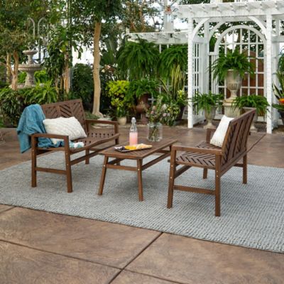 Forest Gate Olive 3-Piece Outdoor Acacia Chat Set