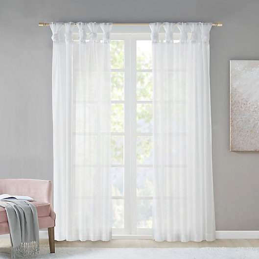 Alternate image 1 for Madison Park Ceres  Twist Tab Voile Sheer Window Curtain Panel in White (Single)