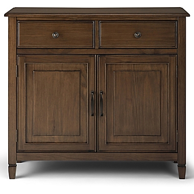 Simpli Home Connaught Solid Wood Entryway Storage Cabinet in Rustic Natural Aged Brown. View a larger version of this product image.