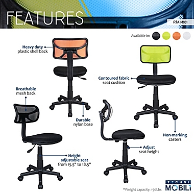 Techni Mobili Medium Back Mesh Assistant Office Chair. View a larger version of this product image.