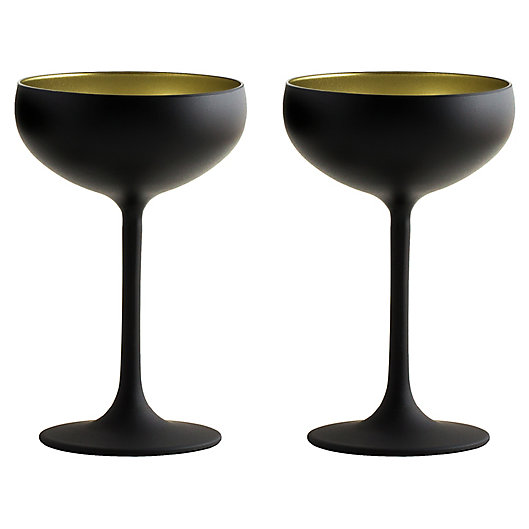 Alternate image 1 for Stölzle Lausitz Olympia Champagne Coupes in Black/Gold (Set of 2)