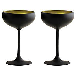 Stölzle Lausitz Olympia Champagne Coupes in Black/Gold (Set of 2)