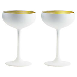 Stölzle Lausitz Olympia Champagne Coupes in White/Gold (Set of 2)