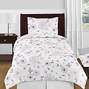 Sweet Jojo Designs&reg; Watercolor Floral 4-Piece Twin Comforter Set in Purple/Grey