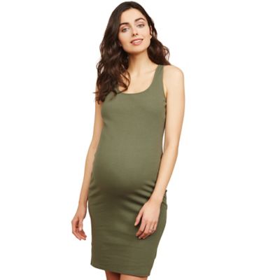 Motherhood Maternity&reg; X-Small Rib Knit Maternity Dress in Olive