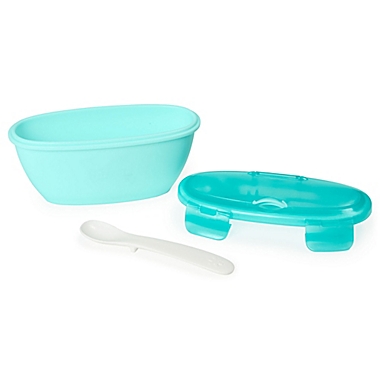 SKIP*HOP&reg; 2-Piece Easy-Serve Travel Bowl and Spoon Set in Teal. View a larger version of this product image.