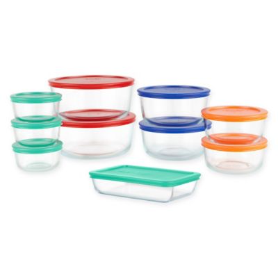 20 Piece Glass Food Storage Set, Pyrex Bathroom Canisters Glass