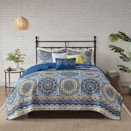 Madison Park Tangiers Queen Coverlet Set in Blue