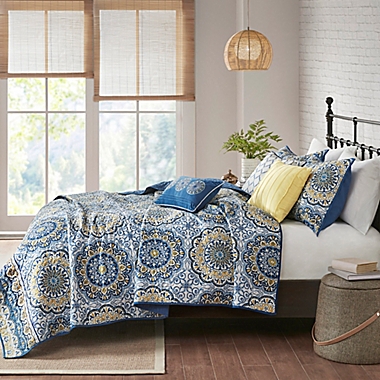 Madison Park Tangiers Queen Coverlet Set in Blue. View a larger version of this product image.