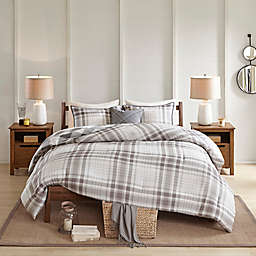 Madison Park Sheffield Cotton Printed Reversible Duvet Cover Set in Grey