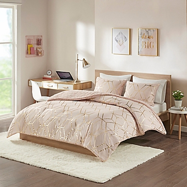 Intelligent Design Ainsley Metallic Print Reversible 3-Piece Comforter Set. View a larger version of this product image.