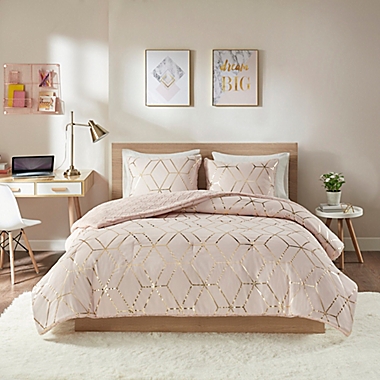 Intelligent Design Ainsley Metallic Print Reversible 3-Piece Comforter Set. View a larger version of this product image.