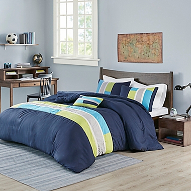 Mi Zone Pipeline King/California King Duvet Cover Set in Navy. View a larger version of this product image.