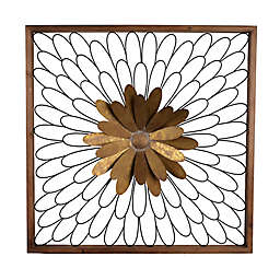 A&B Home Ashlyn 30-Inch x 30-Inch Metal and Wood Wall Art in Gold/Natural