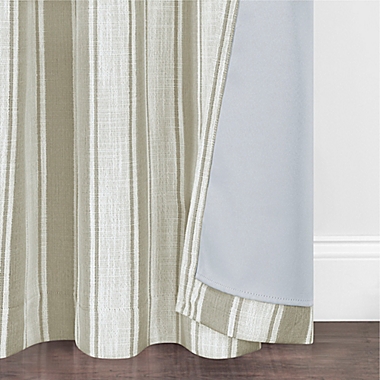 Quinn Stripe 84-Inch Grommet Blackout Window Curtain Panel in Natural (Single). View a larger version of this product image.