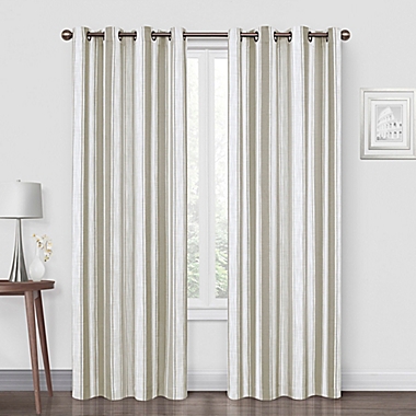 Quinn Stripe 84-Inch Grommet Blackout Window Curtain Panel in Natural (Single). View a larger version of this product image.